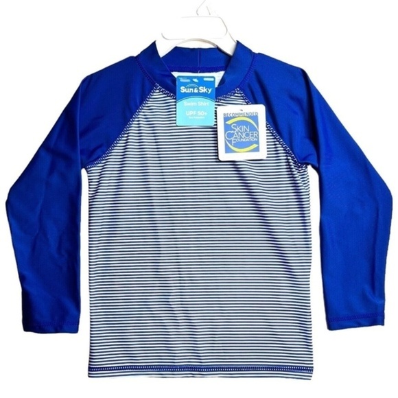 Toddler Swim Shirt UPF 50+ Sun Protection Blue Stripped 2T-3T - Picture 1 of 4